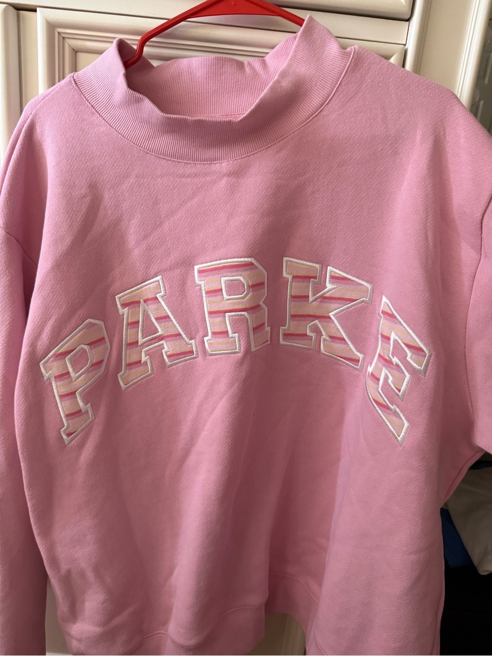 Varsity Mockneck Sweatshirt in Sweetpea Pink - Picture 4 of 6